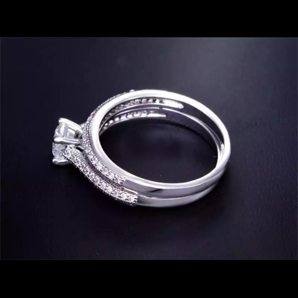 925 Silver Rings For Women Double Bridal Sets - Picture 2 of 5